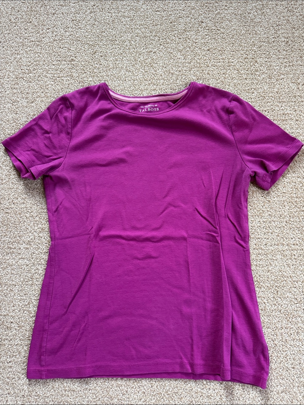 Talbots Short-Sleeve Crewneck Top - Fuchsia